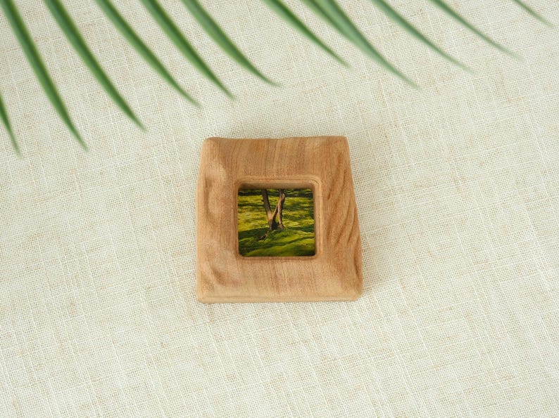 Handmade Sapele Wood Photo Frames Set of 3 Square Arch Oval Wall Table Decor