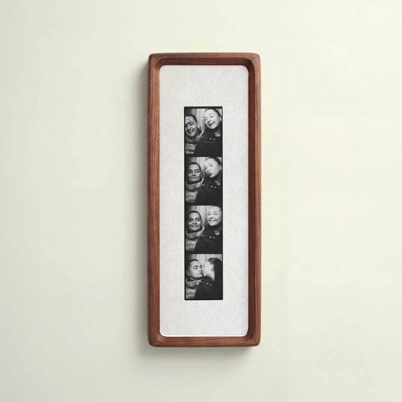 Elongated Solid Wood Photobooth Picture Frame with Coloured Mount, Ready to Hang
