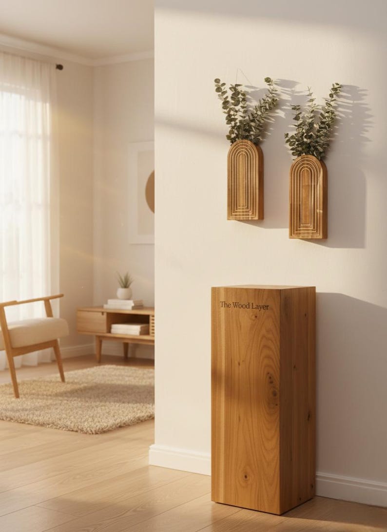 Arched Wooden Wall Vase Boho Wall Planter Modern Farmhouse Decor 2 PCS
