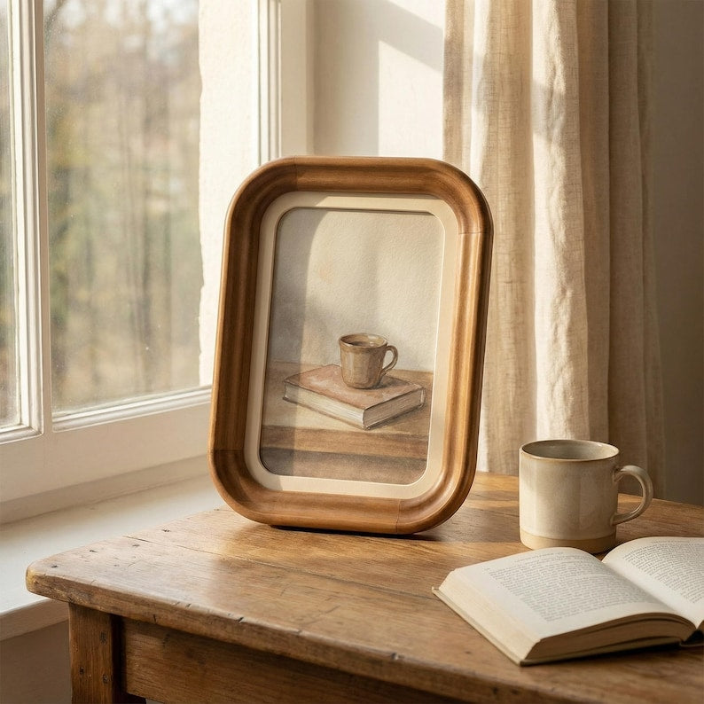Rounded Wooden Photo Frame – Warm Wood Frame