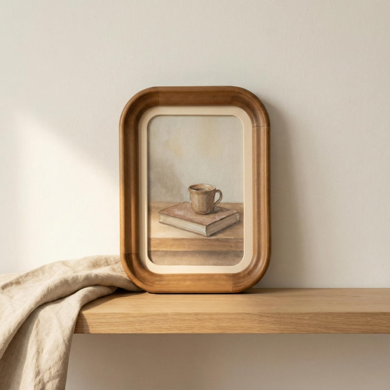 Rounded Wooden Photo Frame – Warm Wood Frame