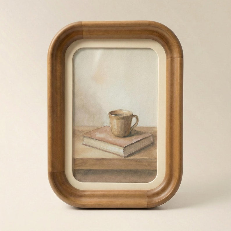 Rounded Wooden Photo Frame – Warm Wood Frame