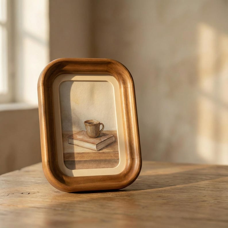 Rounded Wooden Photo Frame – Warm Wood Frame