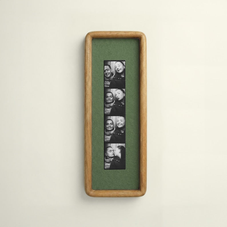 Elongated Solid Wood Photobooth Picture Frame with Coloured Mount, Ready to Hang