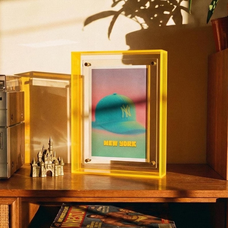 Colorful transparent acrylic photo frame, medieval style