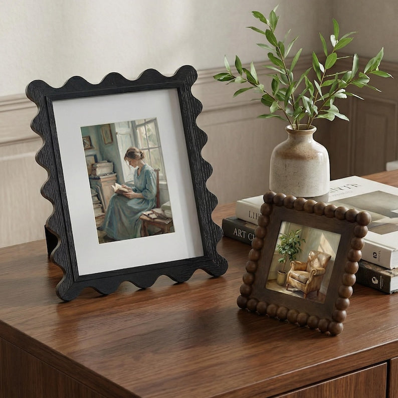 Gallery Wall Picture Frame Set, Scalloped Beaded, Mixed Styles