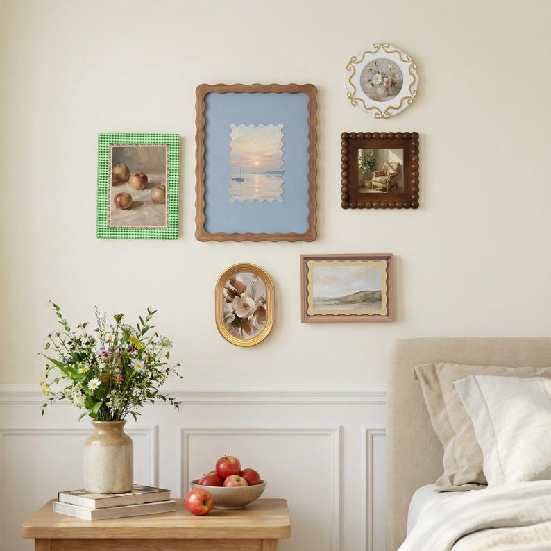 Gallery Wall Picture Frame Set, Scalloped Beaded, Mixed Styles