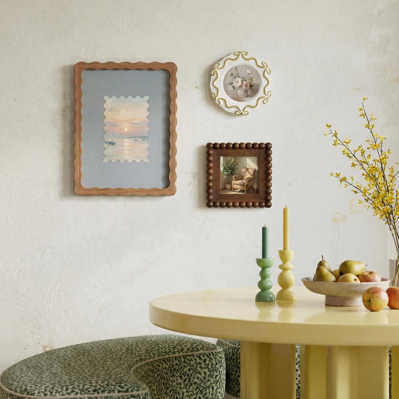 Gallery Wall Picture Frame Set, Scalloped Beaded, Mixed Styles