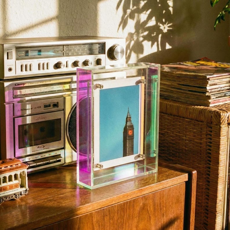 Colorful transparent acrylic photo frame, medieval style