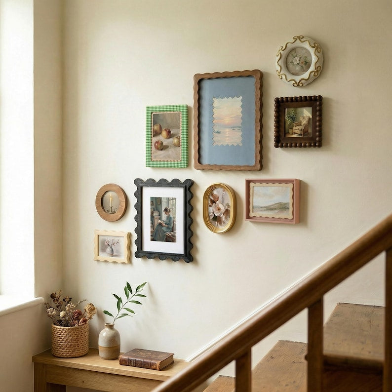 Gallery Wall Picture Frame Set, Scalloped Beaded, Mixed Styles