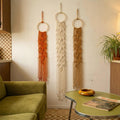 Macrame Leaf Wall Hanging for Living Room, Boho Handmade Fiber Art Decor