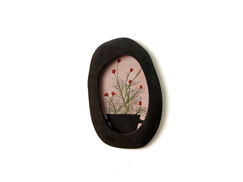 Irregularly shaped organic solid wood photo frame set, handmade, bohemian style.