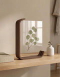 Walnut-Finish Acrylic Floating Picture Frame Double-Sided Tabletop Display