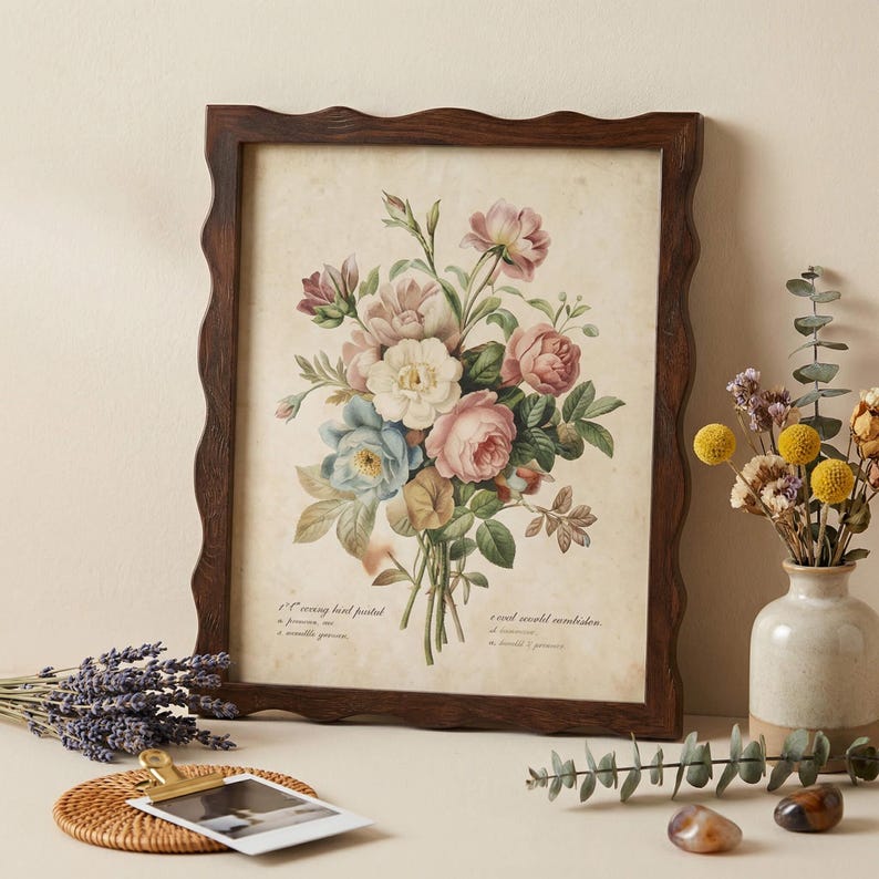 Retro bohemian style photo frame set, available in multiple sizes, shatterproof acrylic frames.