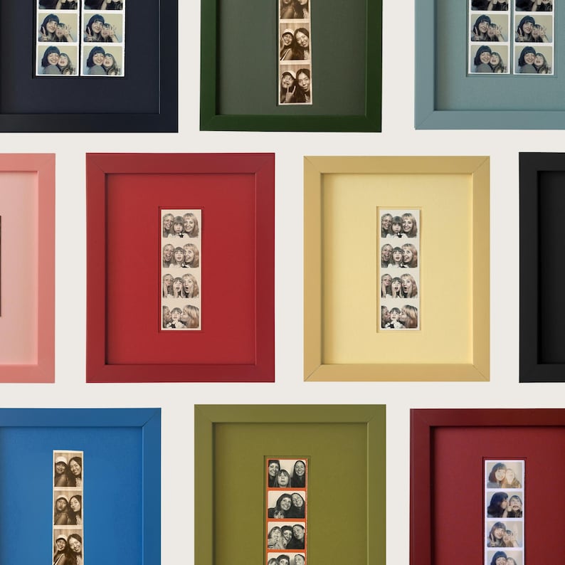 Monochromatic 8x10 Photobooth Strip Frame with Mat and Glass