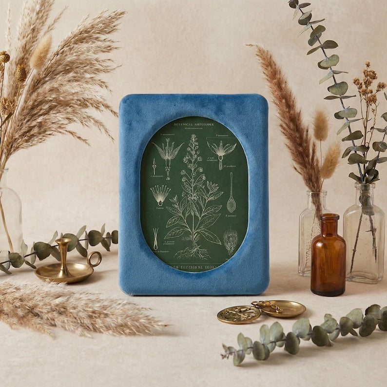 Retro bohemian style photo frame set, available in multiple sizes, shatterproof acrylic frames.