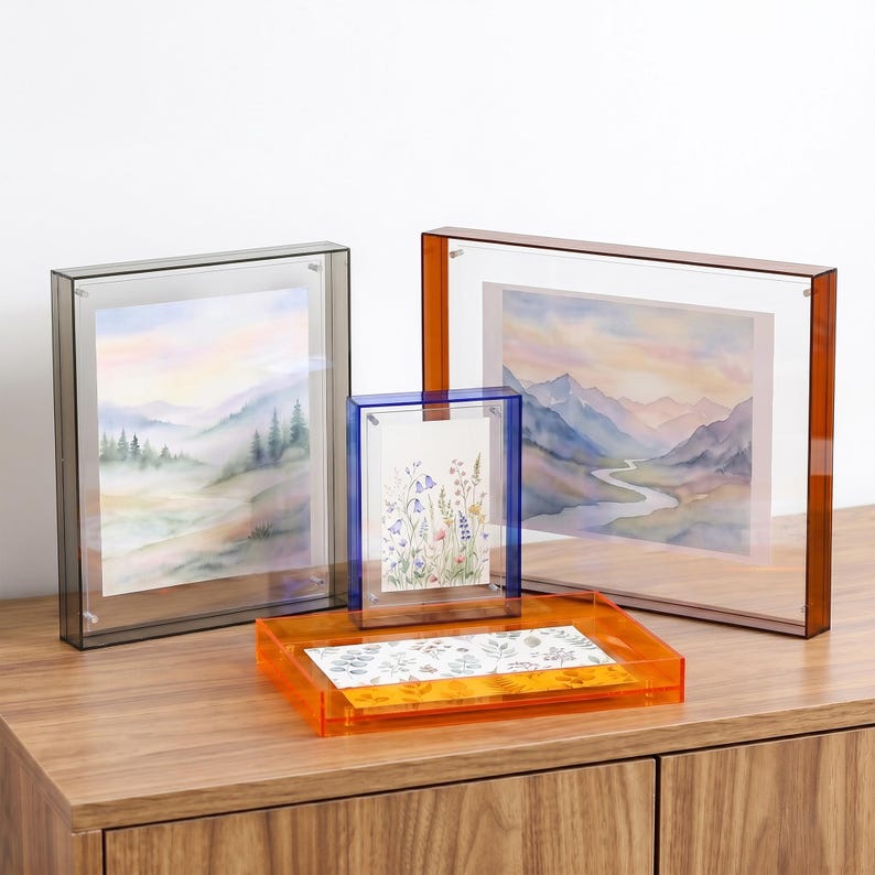 Acrylic Photo Frame, Colorful Transparent Display for Prints & DIY Art
