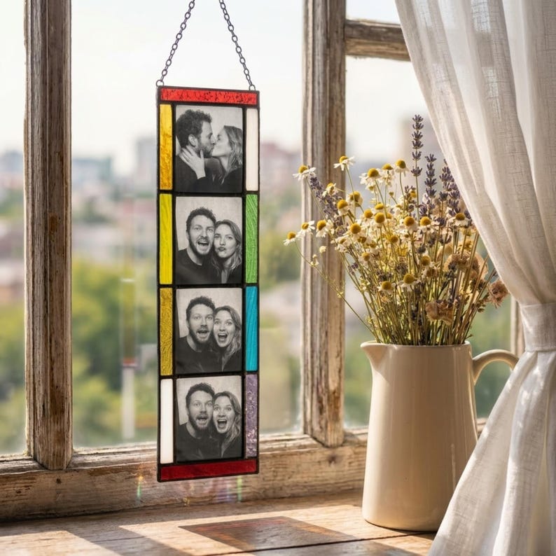 Stained glass picture frames, sunlight catcher window decorations