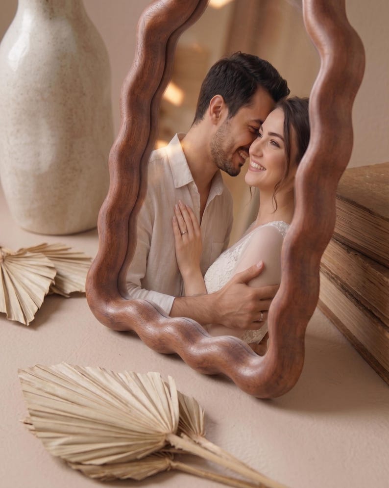 Wavy Wooden Photo Frame , Handmade Irregular Minimalist Decor