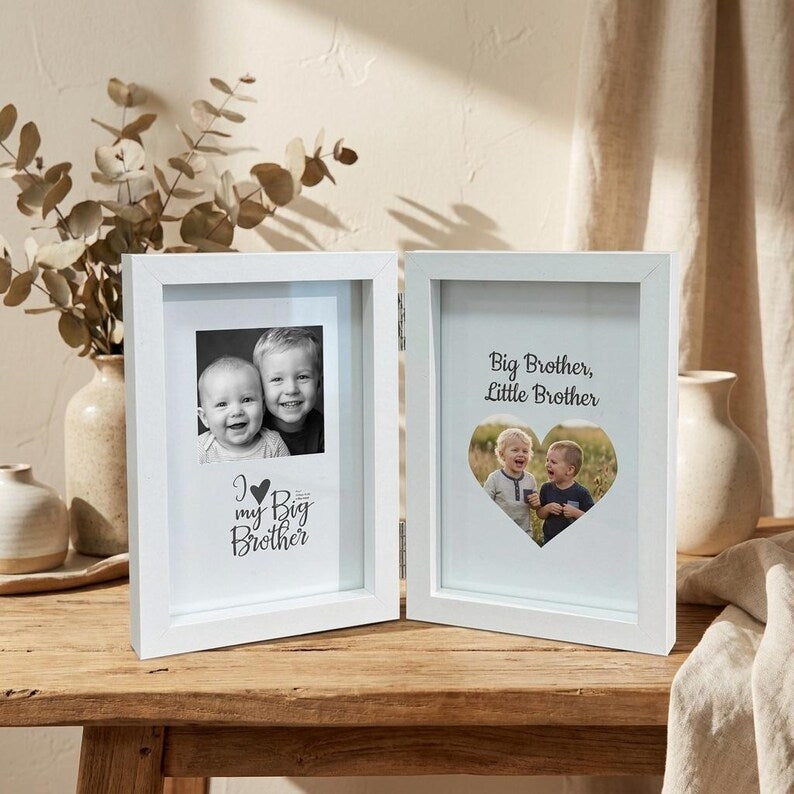 Rustic Hinged Picture Frame, Double & Triple Folding Wood Photo Frame, Freestanding Desk Photo Display
